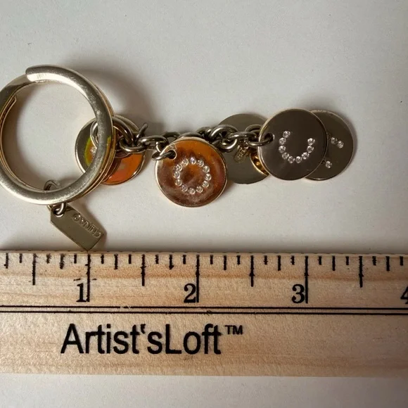 Coach Gold Logo Bag Charm Keychain with Crystal Accents - Picture 4 of 4